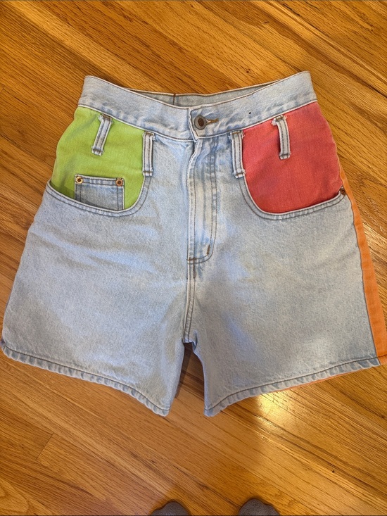 Pants - Steel Jeans Light Wash Denim Shorts with Colorblock Pockets